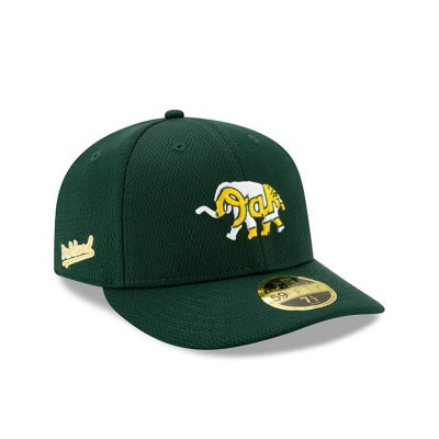 Green Oakland Athletics Hat - New Era MLB 2021 Spring Training Low Profile 59FIFTY Fitted Caps USA9251648